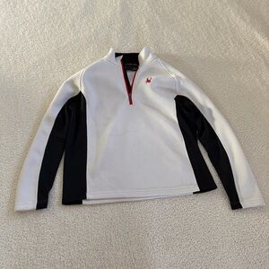Spyder Quarter Zip Pullover Mens Large White Black Fleece Athletic